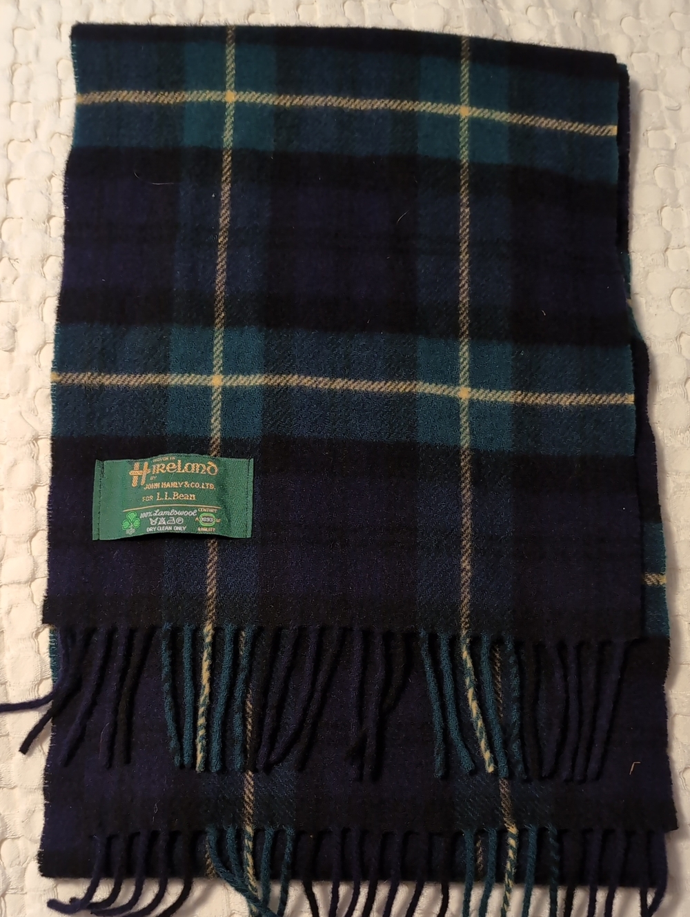 VTG L.L. Bean x John Hanly Ireland 100% Lambswool Plaid Scarf